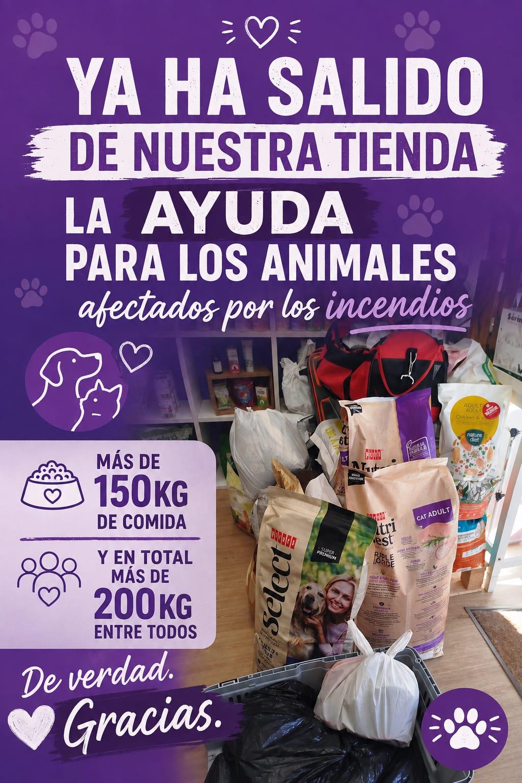 Resultado de la recogida solidaria de Lemi Mascotas para animales afectados por los incendios